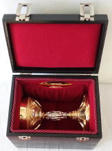 Solid silver gilt antique French Romanesque Chalice with Enamels